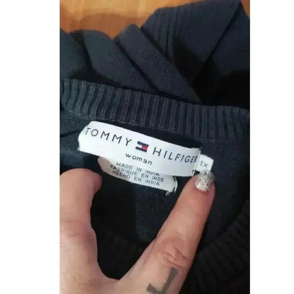 Tommy Hilfiger %100 cotton sweater womens size extra large black nautical - Picture 5 of 6